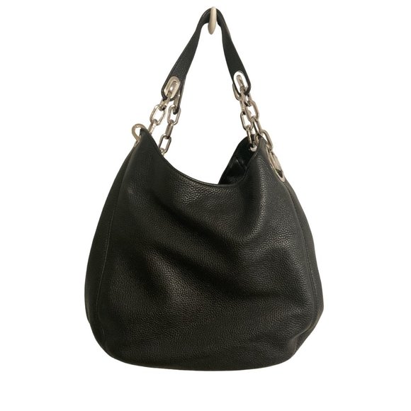 Michael Kors Handbags - MICHAEL KORS Black Pebble Leather Hobo Shoulder Bag
